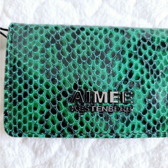 NEW Aimee Kestenberg Sammy bifold wallet emerald green snakeskin leather - Picture 8 of 8